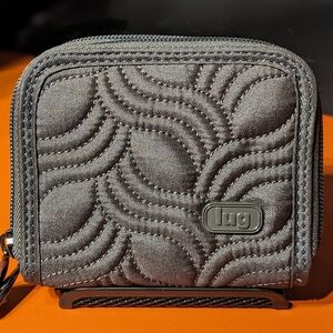 Lug Splits Compact RFID Wallet - Shimmer Gunmetal, EUC ✨DISCONTINUED!✨